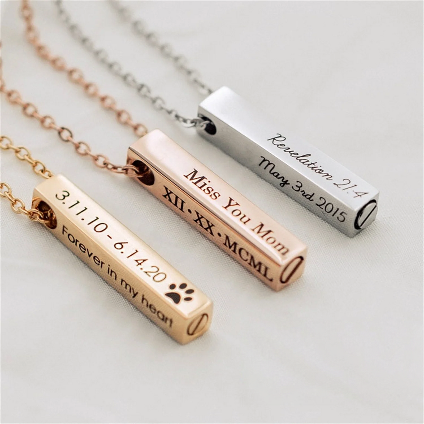 Custom Memorial Urn Necklace for Ashes – Engraved Bar