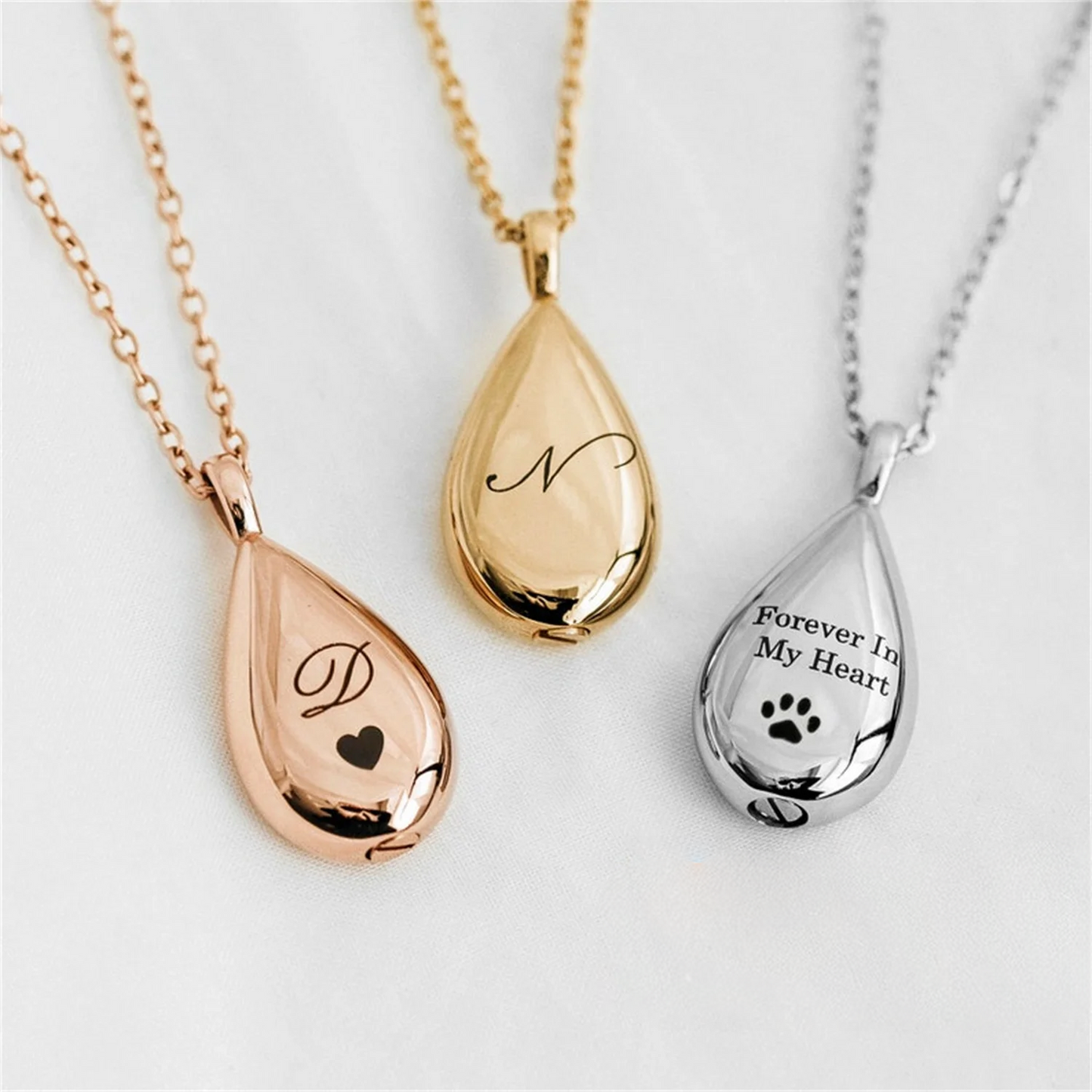 Personalized Teardrop Cremation Urn Necklace for Ashes