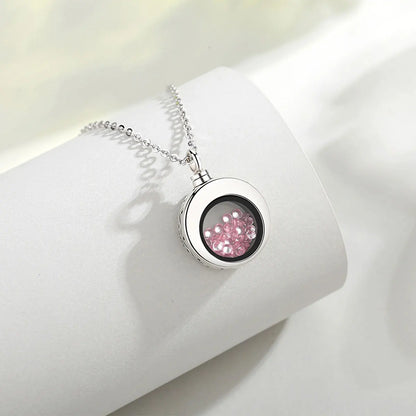 925 sterling silver circular cremation memorial urn color crystal stone pendant necklace fashion jewelry souvenir