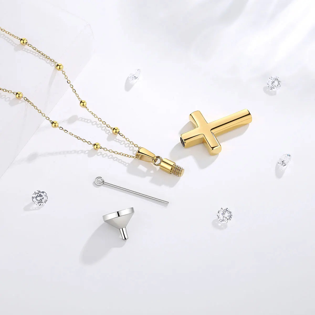 Stainless Steel Cross Locket Cremation Necklace Memorial Ashes Urn Pendant Men's Women's Fashion Memorial Jewelry Gift