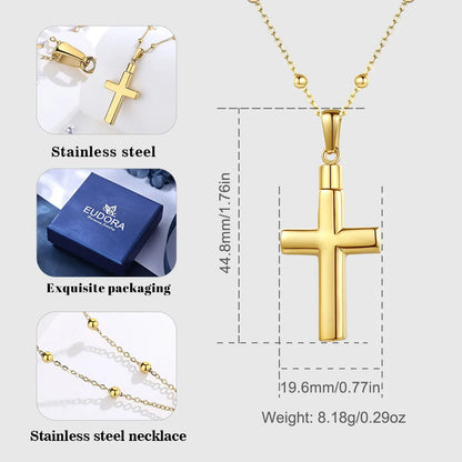 Stainless Steel Cross Locket Cremation Necklace Memorial Ashes Urn Pendant Men's Women's Fashion Memorial Jewelry Gift