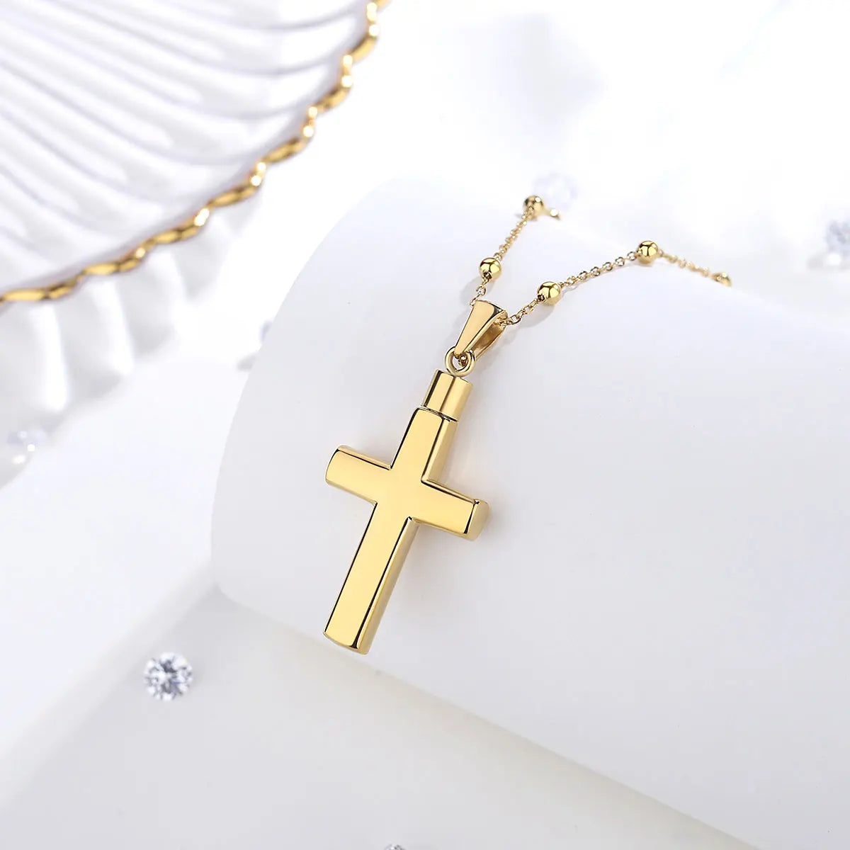 Stainless Steel Cross Locket Cremation Necklace Memorial Ashes Urn Pendant Men's Women's Fashion Memorial Jewelry Gift