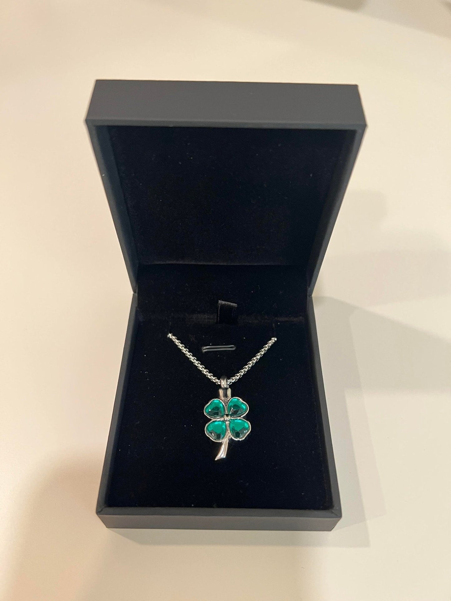 Stainless Steel Green Clover Crystal Cremation Necklace - Jewel Lay