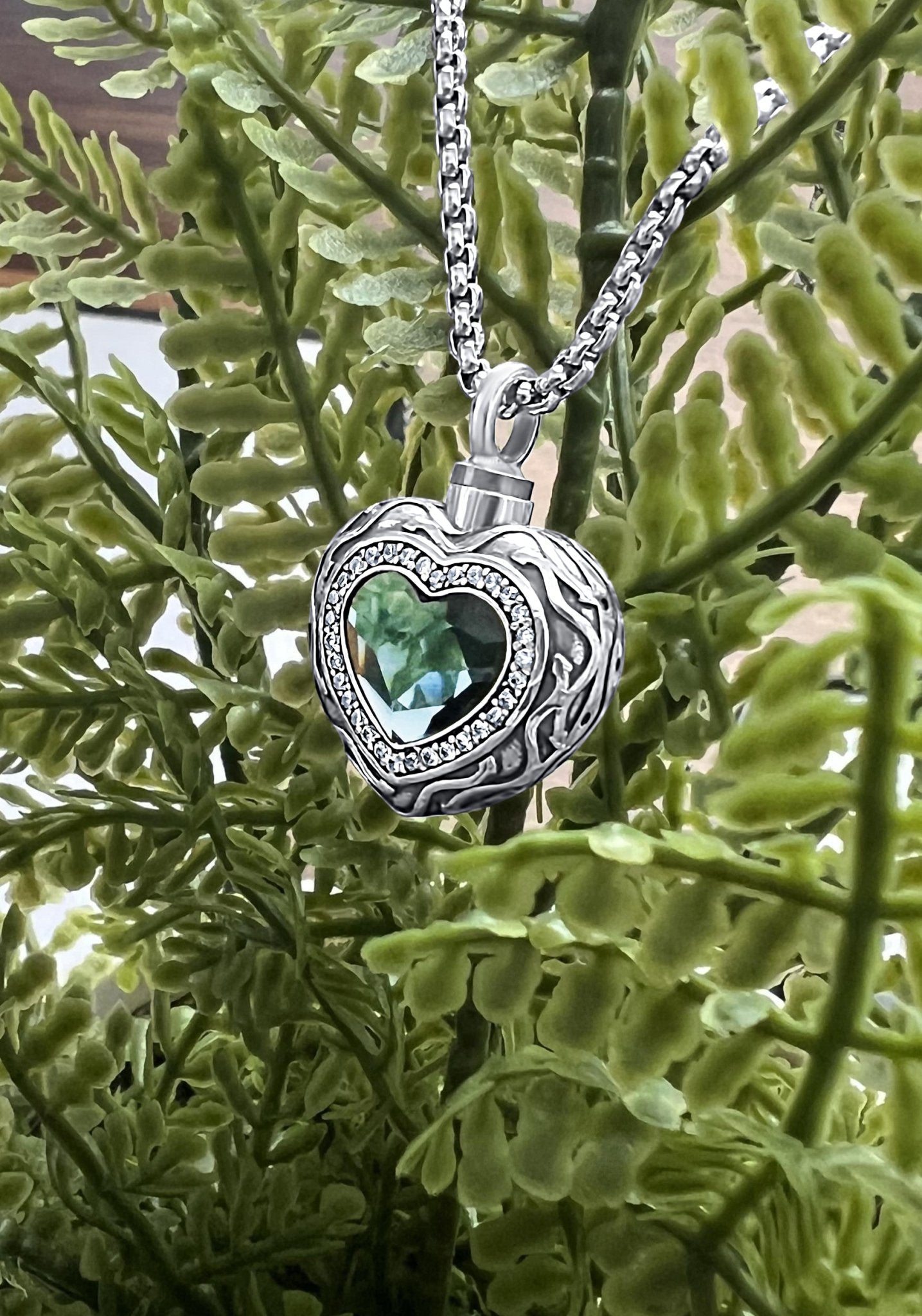 Sterling Silver Blue Heart Cremation Necklace - Jewel Lay