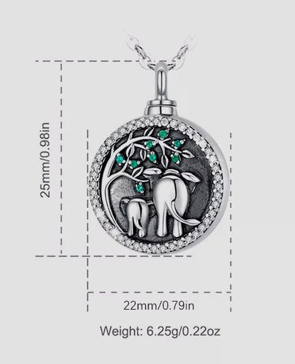 Sterling Silver Elephant Cremation Necklace - Jewel Lay