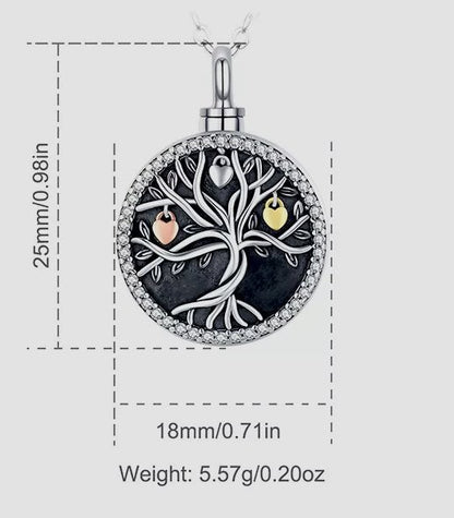 Sterling Silver Heart Tree Cremation Jewelry Necklace - Jewel Lay