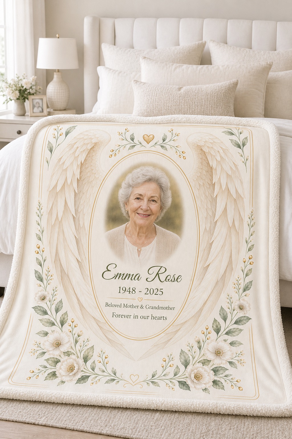 Angel wings personalized sherpa blanket design