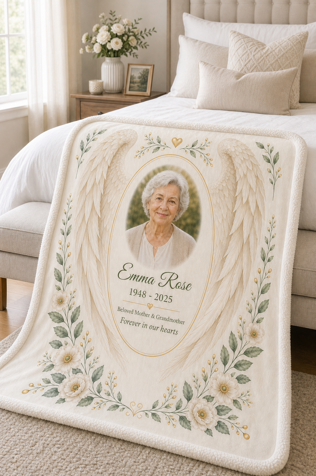 Personalized Sherpa Angel Wings Blanket detail view 2