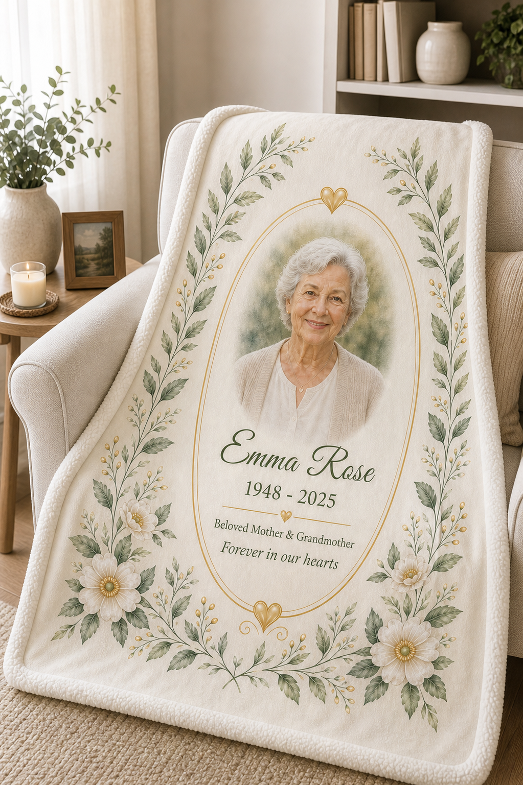 Personalized Sherpa Watercolor Portrait Blanket detail view 2