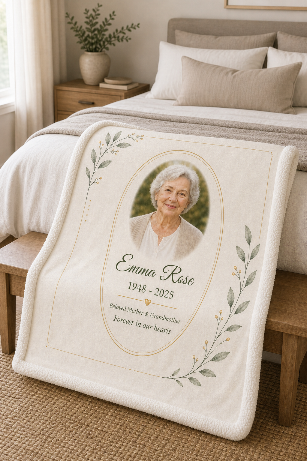 Personalized Sherpa Minimal Memorial Blanket detail view 2