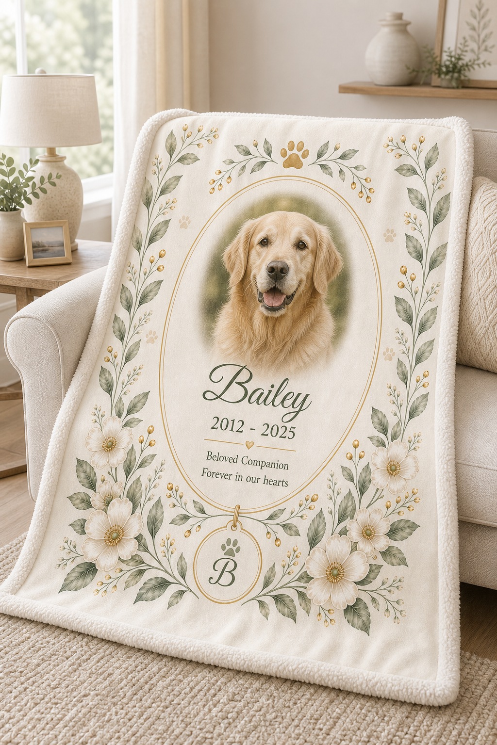 Pet memorial personalized sherpa blanket design