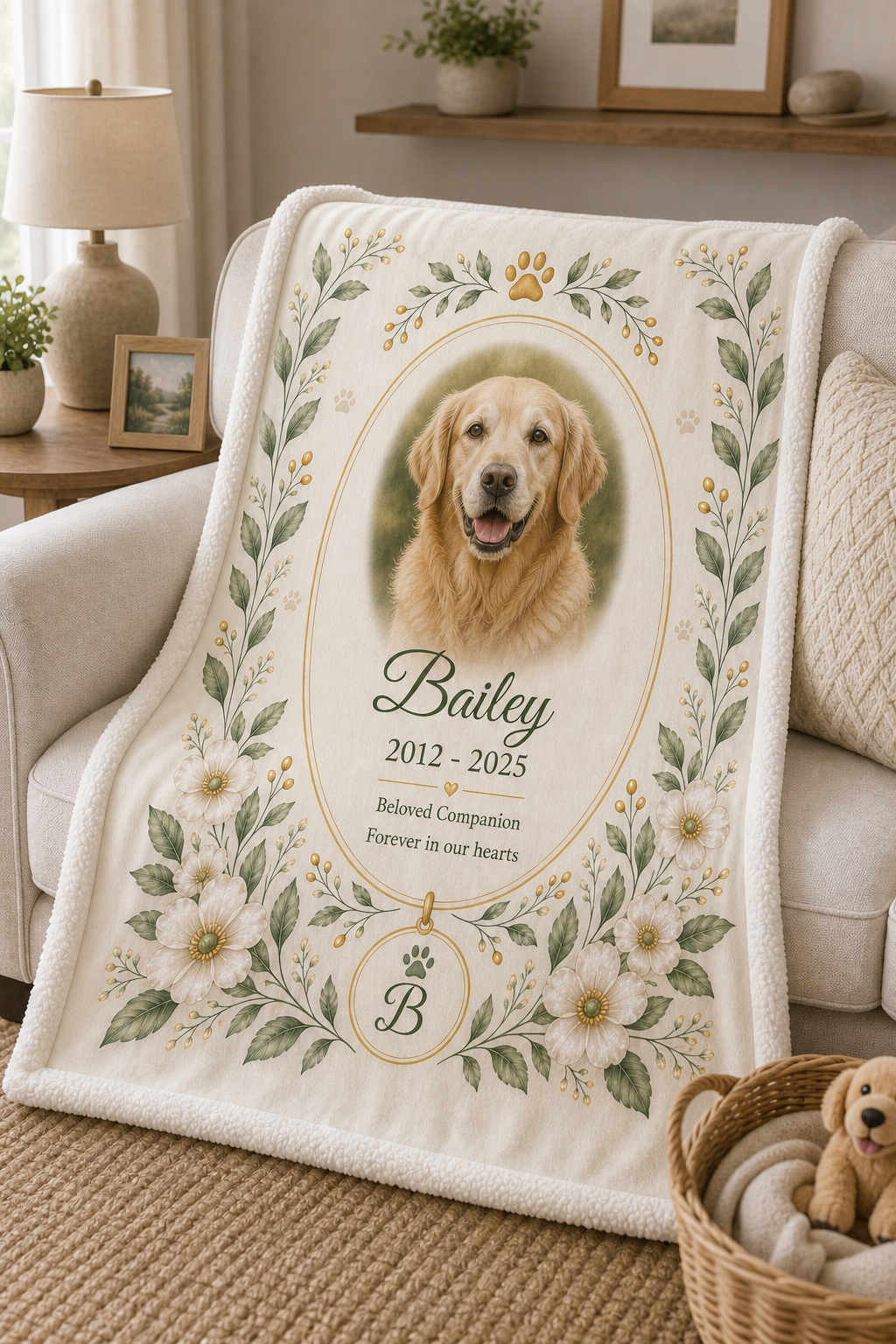 Personalized Sherpa Pet Memorial Blanket detail view 2