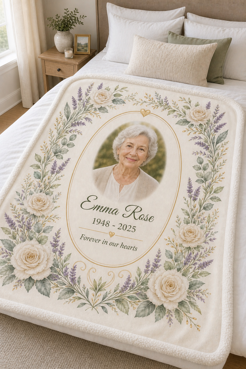 Garden remembrance personalized sherpa blanket design