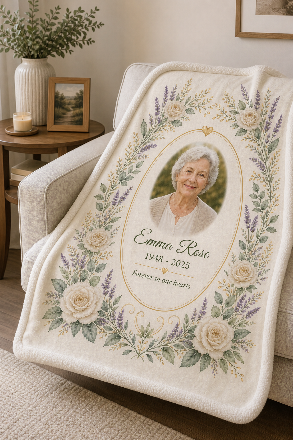 Personalized Sherpa Garden Remembrance Blanket detail view 1