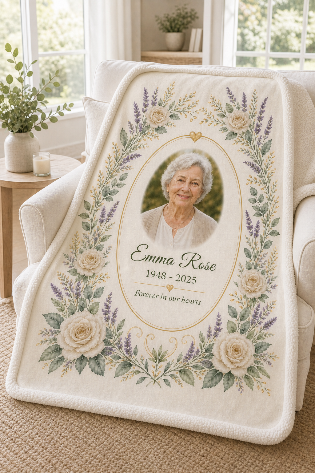 Personalized Sherpa Garden Remembrance Blanket detail view 2