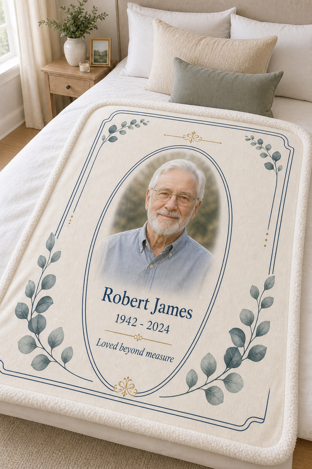 Classic navy personalized sherpa blanket design