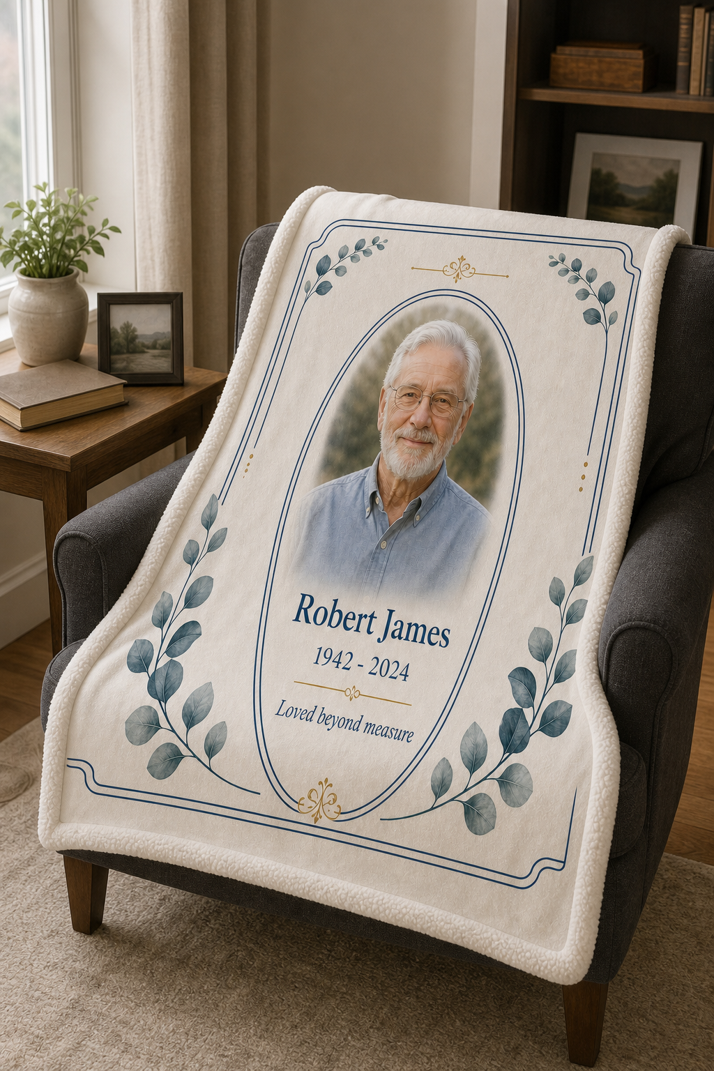 Personalized Sherpa Classic Navy Blanket detail view 1