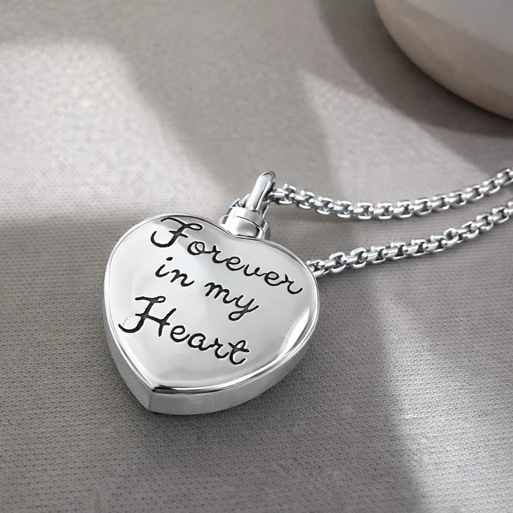 Blue Heart Cremation Necklace view 2