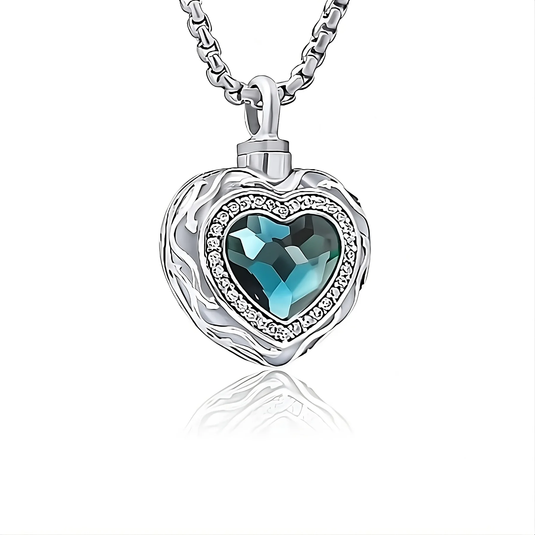 Blue Heart Cremation Necklace view 6