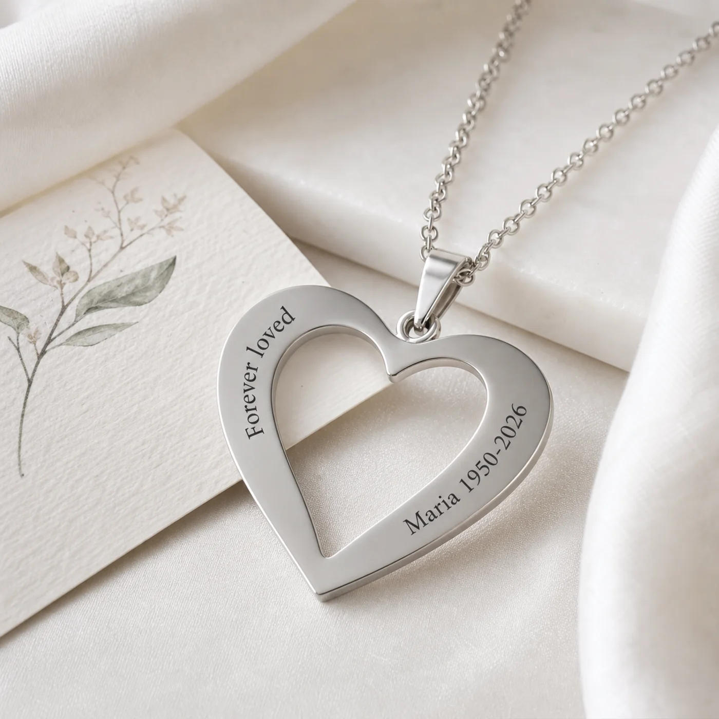 Personalized Heart Cutout Necklace detail view 1