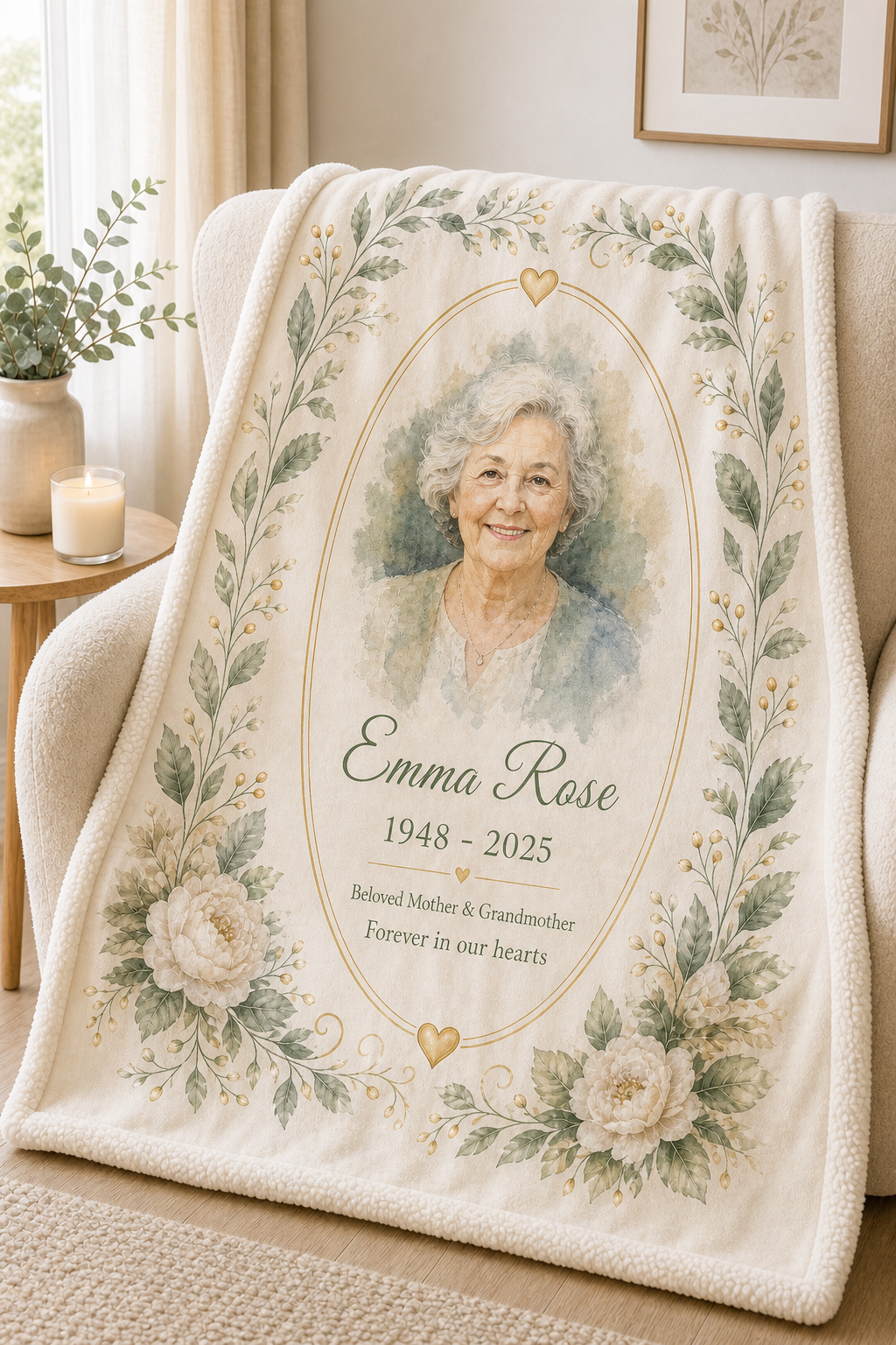 Wet-paint watercolor personalized sherpa blanket design